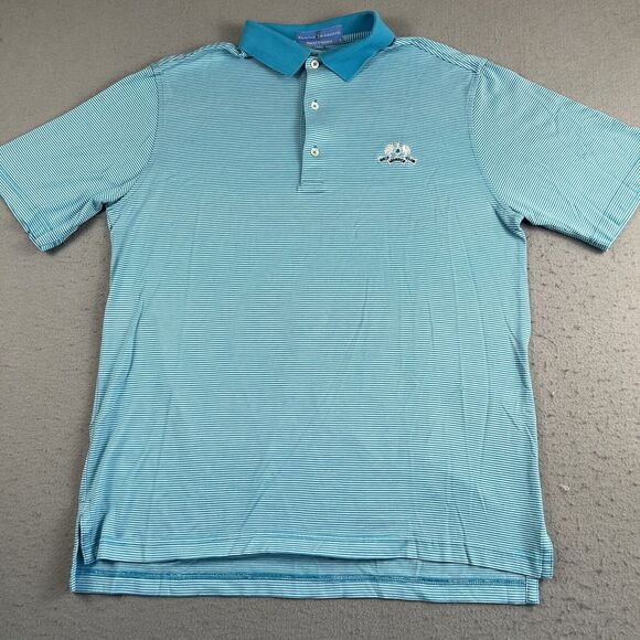 Fairway & Greene Monroe Golf Club Pureformance Blue Striped Polo Shirt Men’s M - Picture 7 of 16